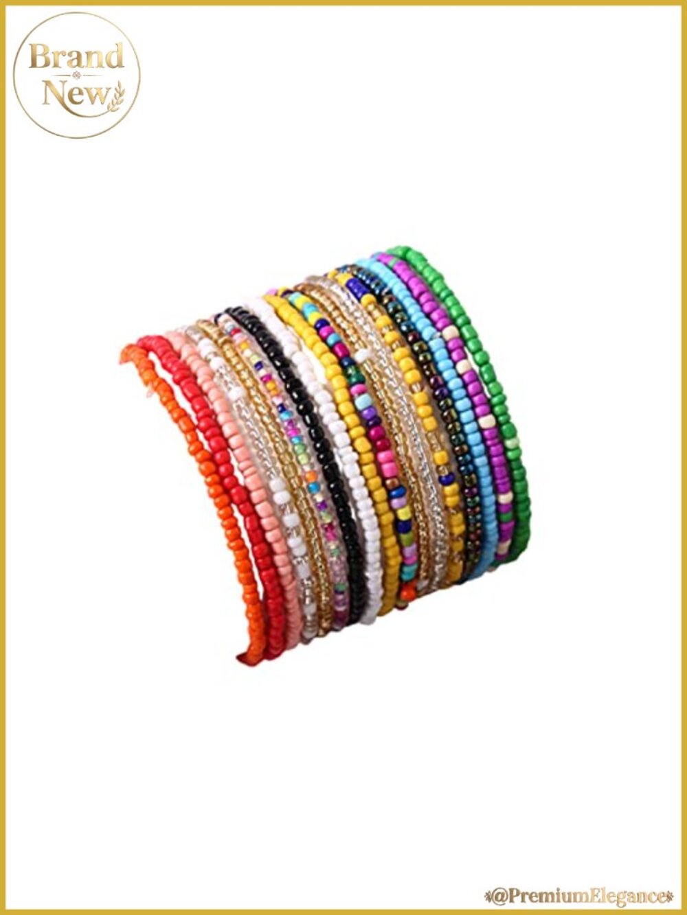 Boho Stretch Bracelets Set 17Pcs Handmade Elastic Stackable Beach Jewelry